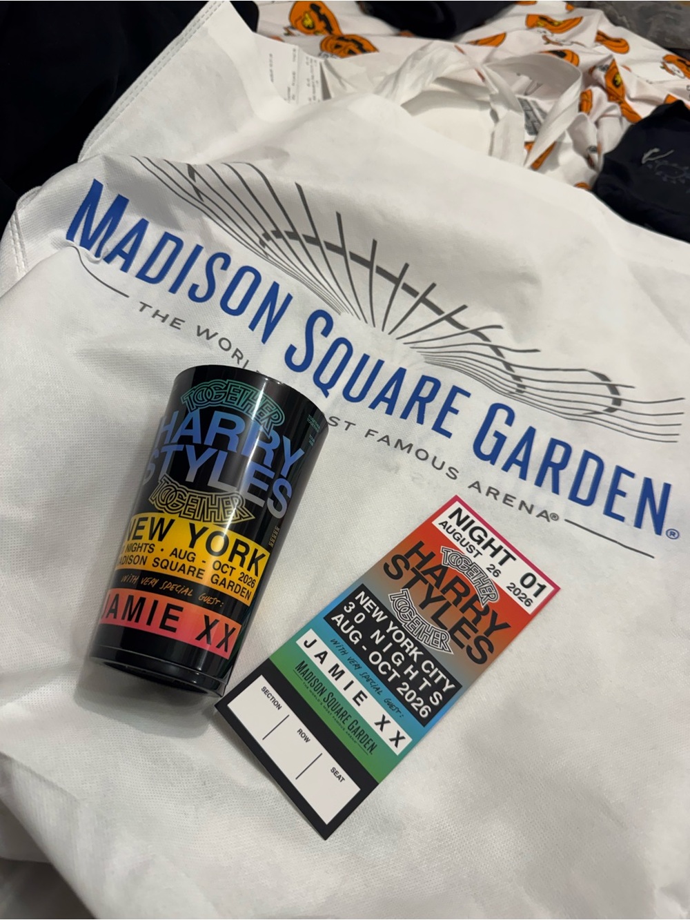 Harry styles msg cup and ticket night 1